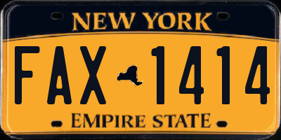 NY license plate FAX1414