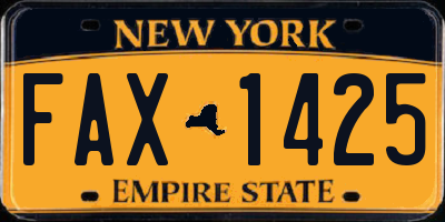 NY license plate FAX1425