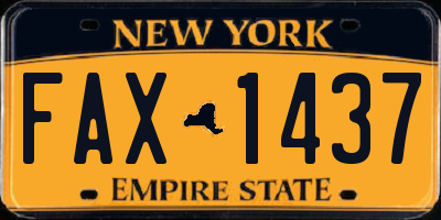 NY license plate FAX1437