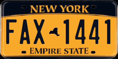 NY license plate FAX1441