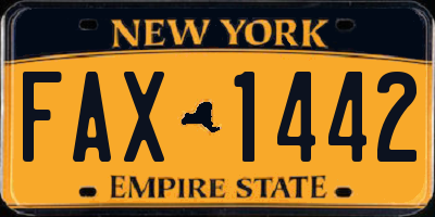 NY license plate FAX1442