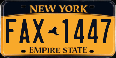 NY license plate FAX1447