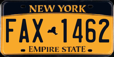 NY license plate FAX1462