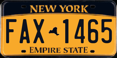 NY license plate FAX1465