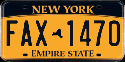 NY license plate FAX1470