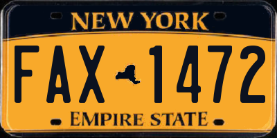 NY license plate FAX1472