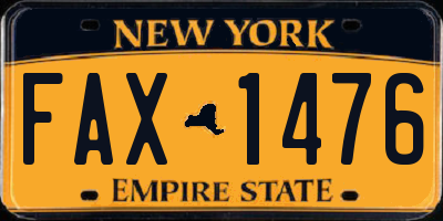 NY license plate FAX1476