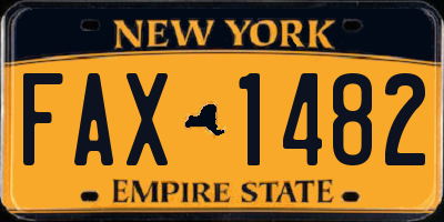 NY license plate FAX1482