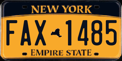 NY license plate FAX1485