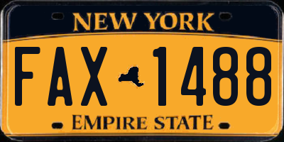 NY license plate FAX1488