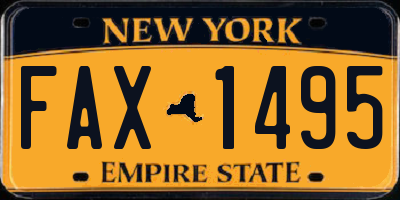 NY license plate FAX1495