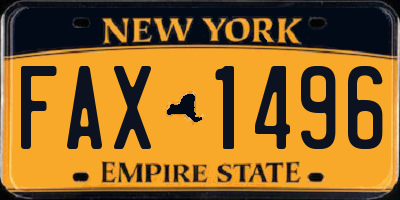 NY license plate FAX1496