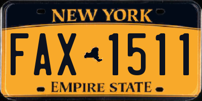 NY license plate FAX1511
