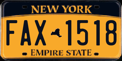 NY license plate FAX1518