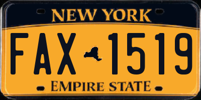 NY license plate FAX1519