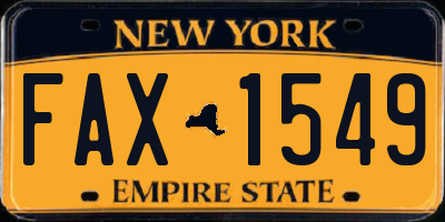 NY license plate FAX1549
