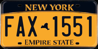 NY license plate FAX1551