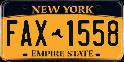 NY license plate FAX1558