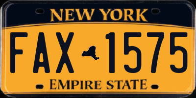 NY license plate FAX1575