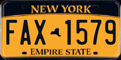 NY license plate FAX1579