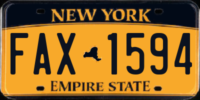 NY license plate FAX1594