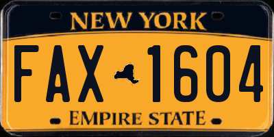 NY license plate FAX1604