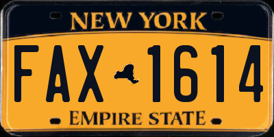 NY license plate FAX1614