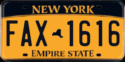 NY license plate FAX1616