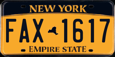 NY license plate FAX1617