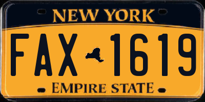 NY license plate FAX1619