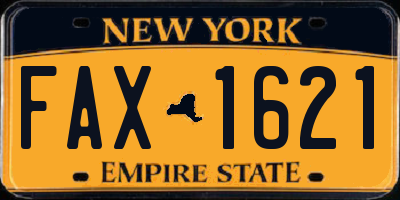 NY license plate FAX1621