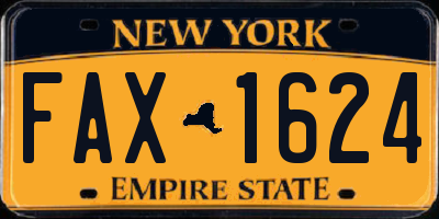 NY license plate FAX1624