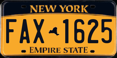 NY license plate FAX1625