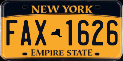 NY license plate FAX1626