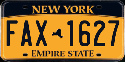 NY license plate FAX1627