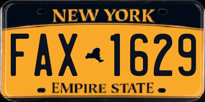 NY license plate FAX1629