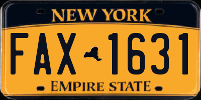 NY license plate FAX1631