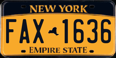 NY license plate FAX1636