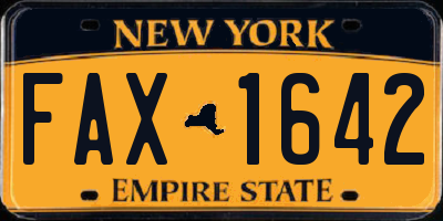 NY license plate FAX1642