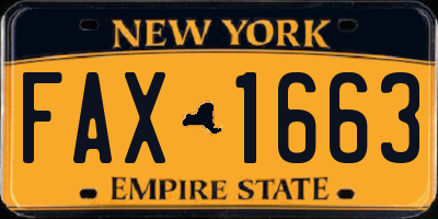 NY license plate FAX1663