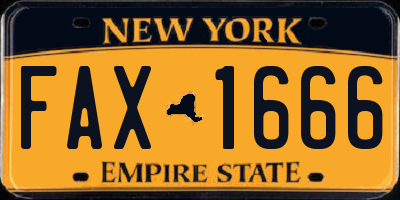 NY license plate FAX1666
