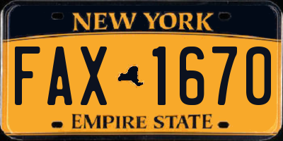 NY license plate FAX1670