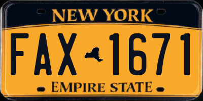 NY license plate FAX1671