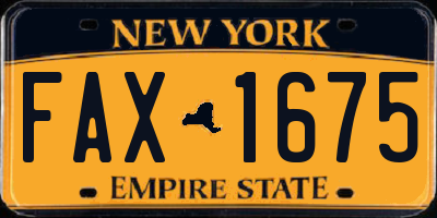 NY license plate FAX1675