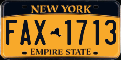 NY license plate FAX1713