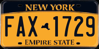 NY license plate FAX1729