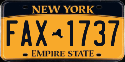 NY license plate FAX1737