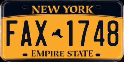 NY license plate FAX1748