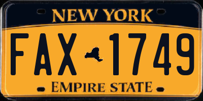 NY license plate FAX1749