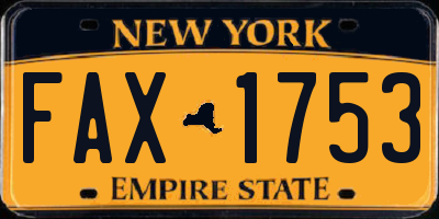 NY license plate FAX1753
